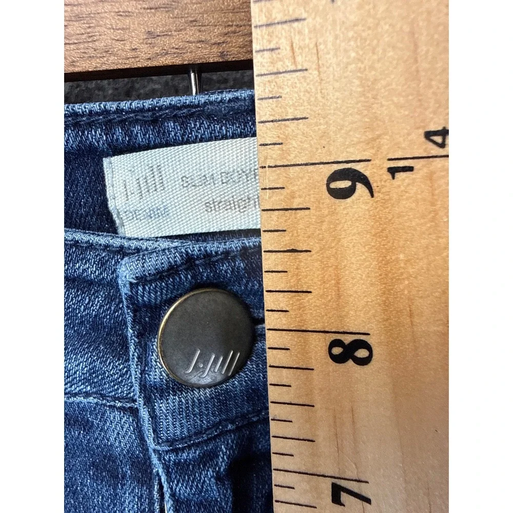 J. Jill Slim Boyfriend Jeans Women 8 Petite Blue Straight Leg Stretch Denim
